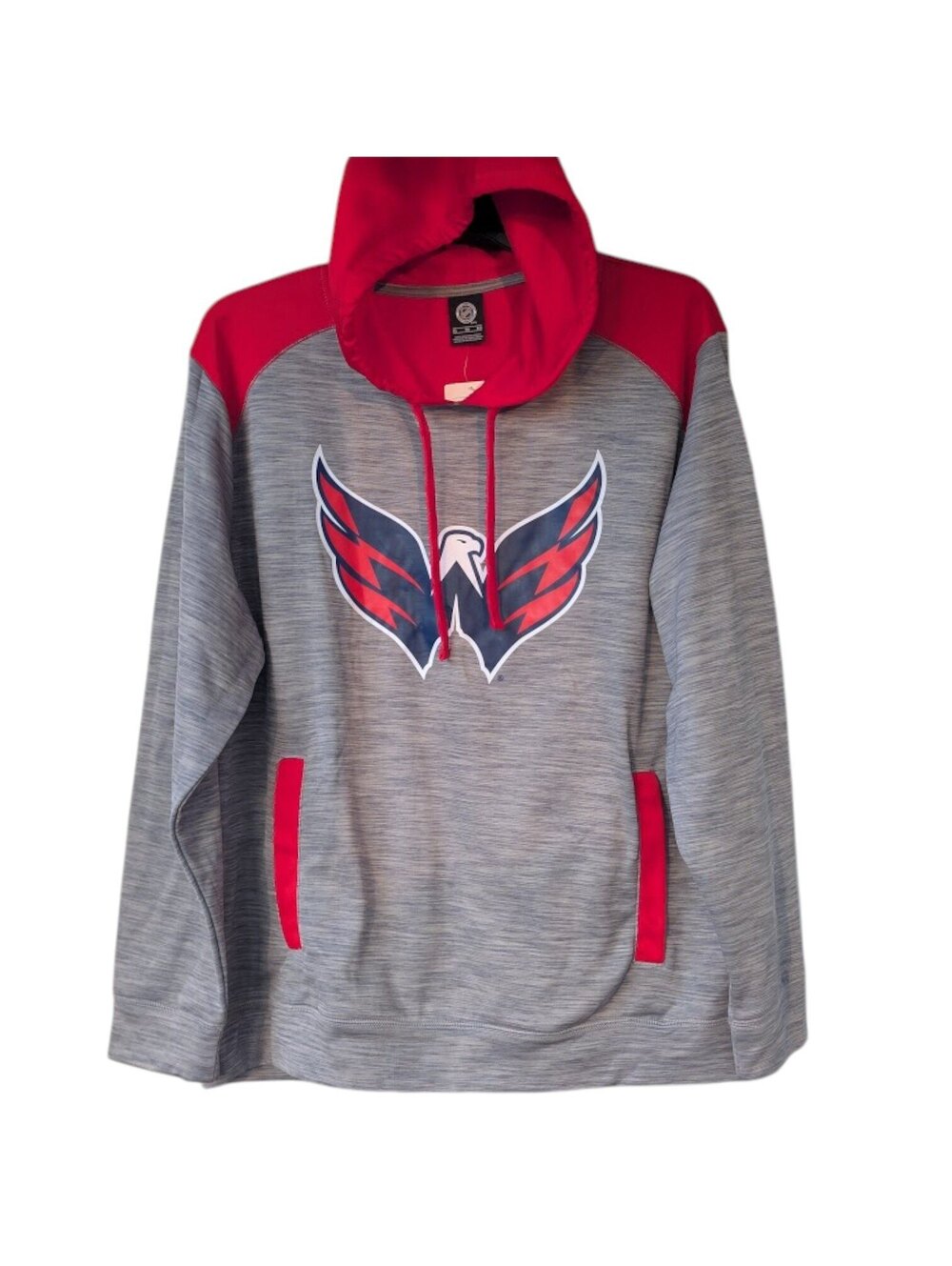 NHL Washington Capitals Hoodie Mens XL Gray Red Weagle Logo NWT Sweatshirt 26x29